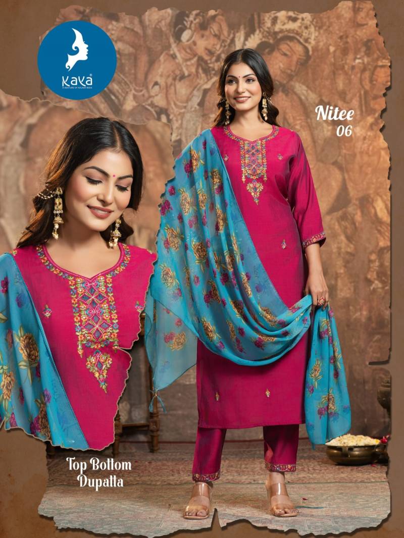 Kaya Nitee Roman Festival Wear Kurti Pant And Dupatta Collection