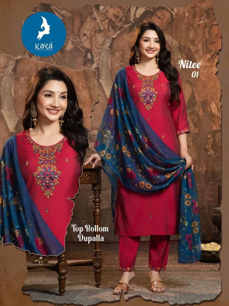 Kaya Nitee Roman Festival Wear Kurti Pant And Dupatta Collection