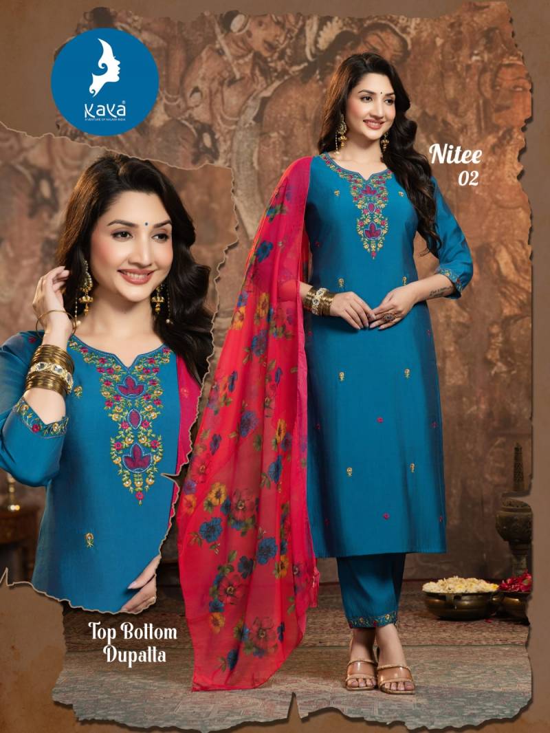 Kaya Nitee Roman Festival Wear Kurti Pant And Dupatta Collection