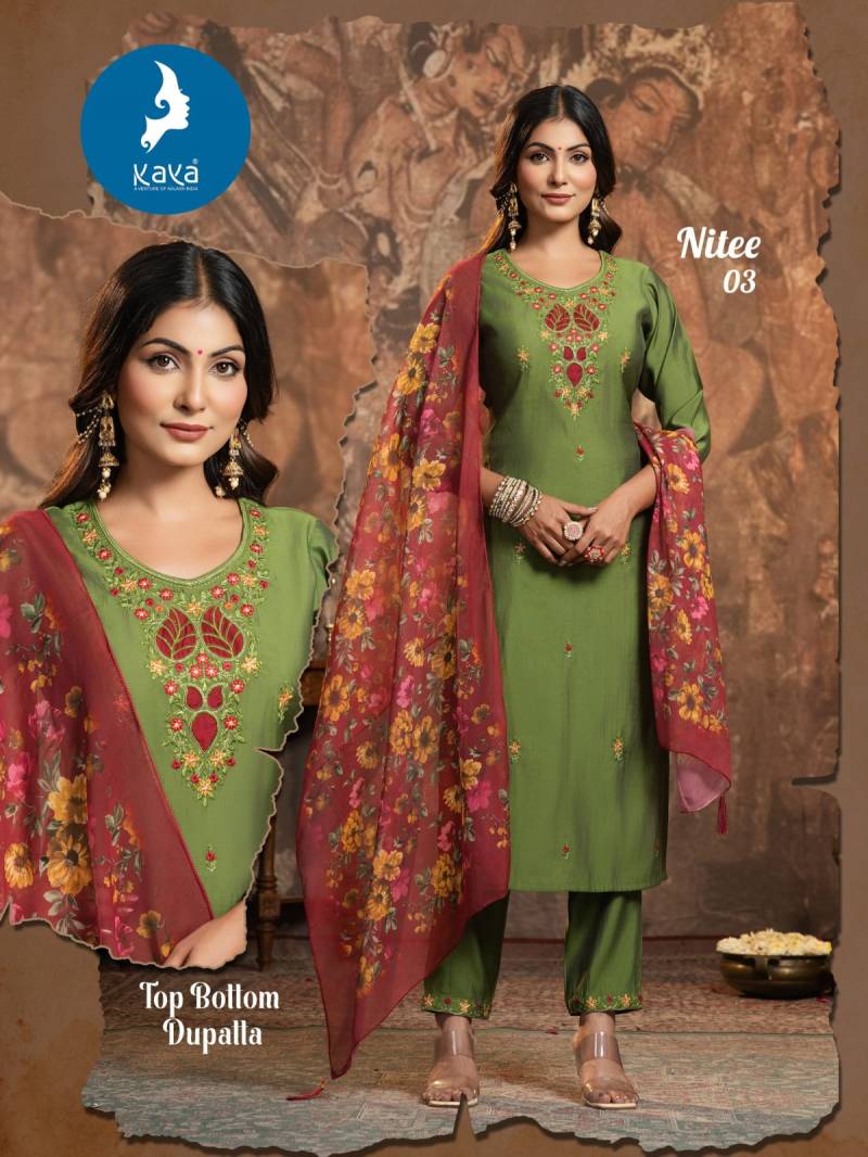 Kaya Nitee Roman Festival Wear Kurti Pant And Dupatta Collection