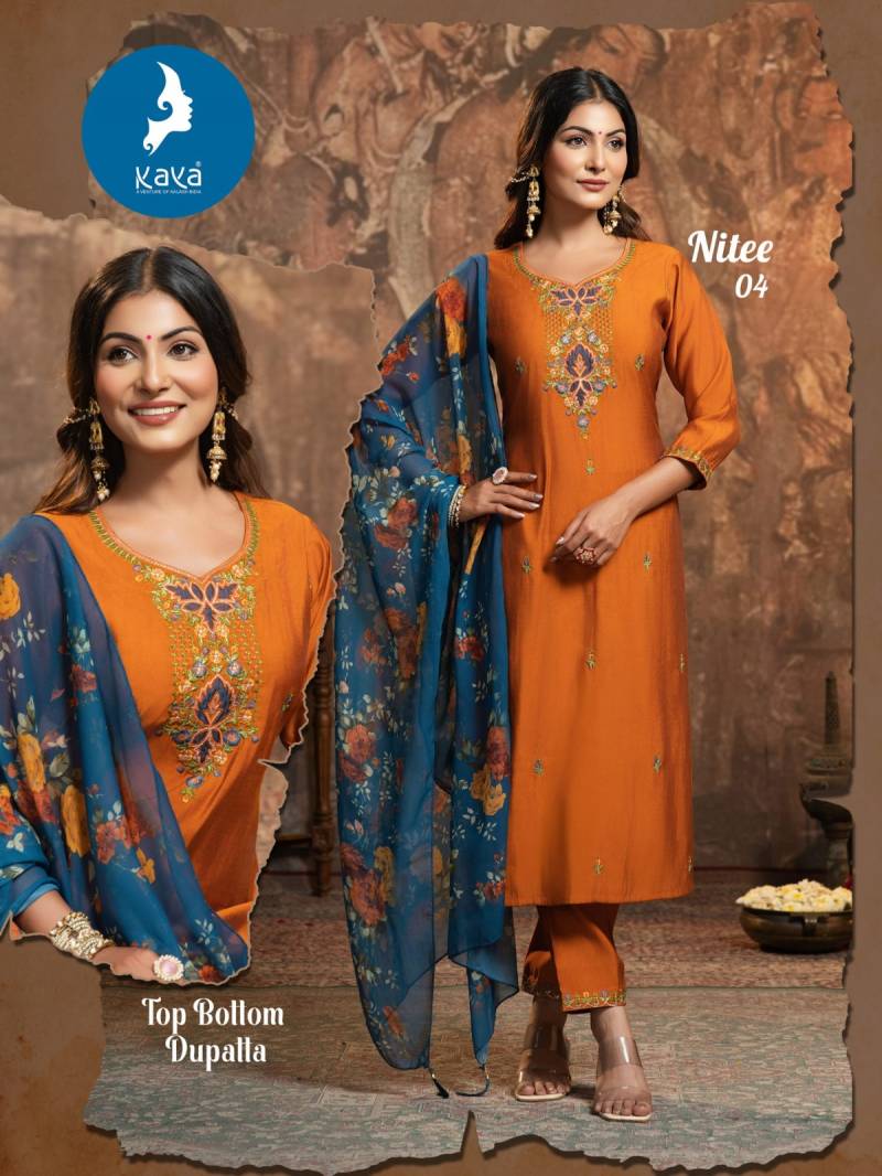 Kaya Nitee Roman Festival Wear Kurti Pant And Dupatta Collection