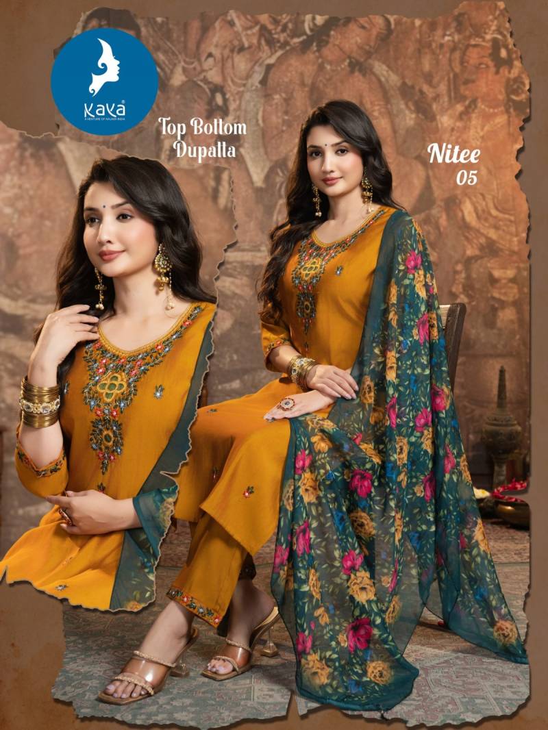 Kaya Nitee Roman Festival Wear Kurti Pant And Dupatta Collection