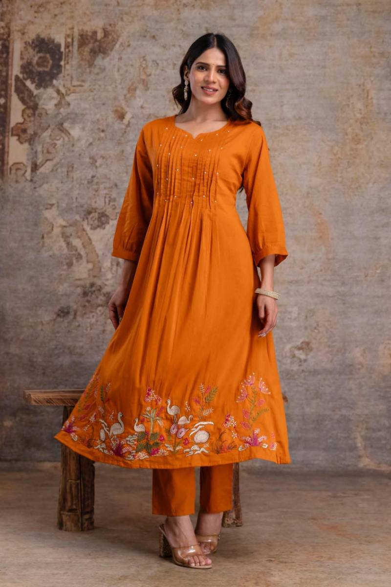 Naisha K 369 Cotton Embroidered Work Kurti Pant And Dupatta Collection