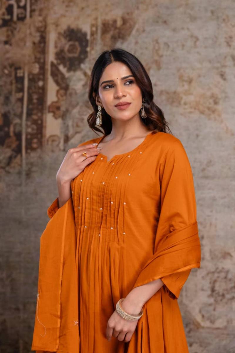Naisha K 369 Cotton Embroidered Work Kurti Pant And Dupatta Collection