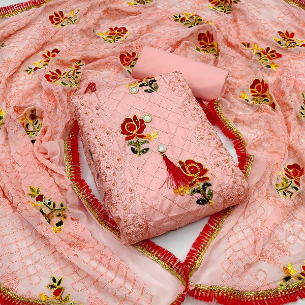 Navya Suit 147 Party Wear Semi Stitched Aari Worked Cotton Dreas Mateiral with Bottom and Dupatta