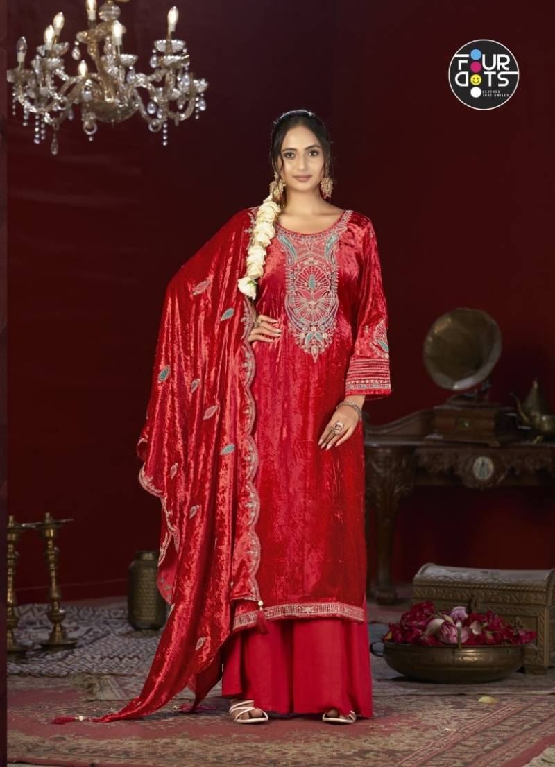 Four Dots Festival Viscose Makhmali Velvet Work Designer Salwar Kameez