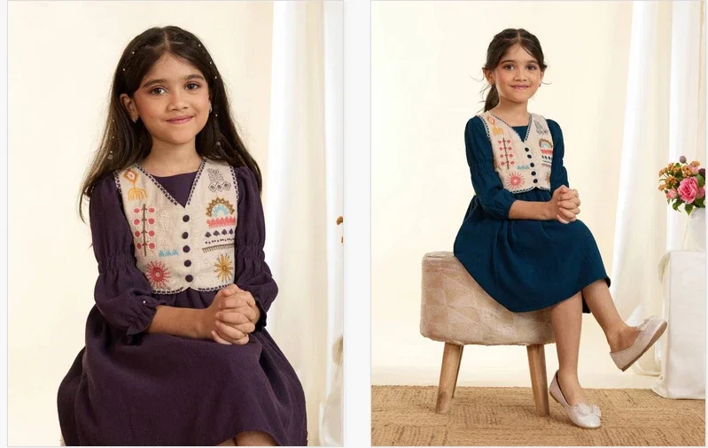 T 5079 A And B Rayon Crushed Girls Kids Wear Top Collection