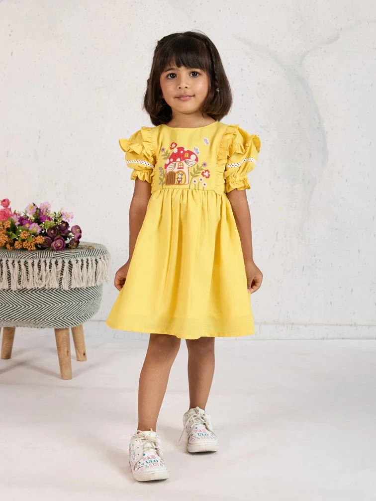 T 5024 A And B Linen Fancy Kids Girls Wear Collection
