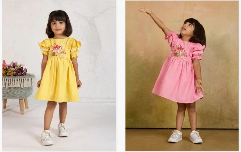 T 5024 A And B Linen Fancy Kids Girls Wear Collection