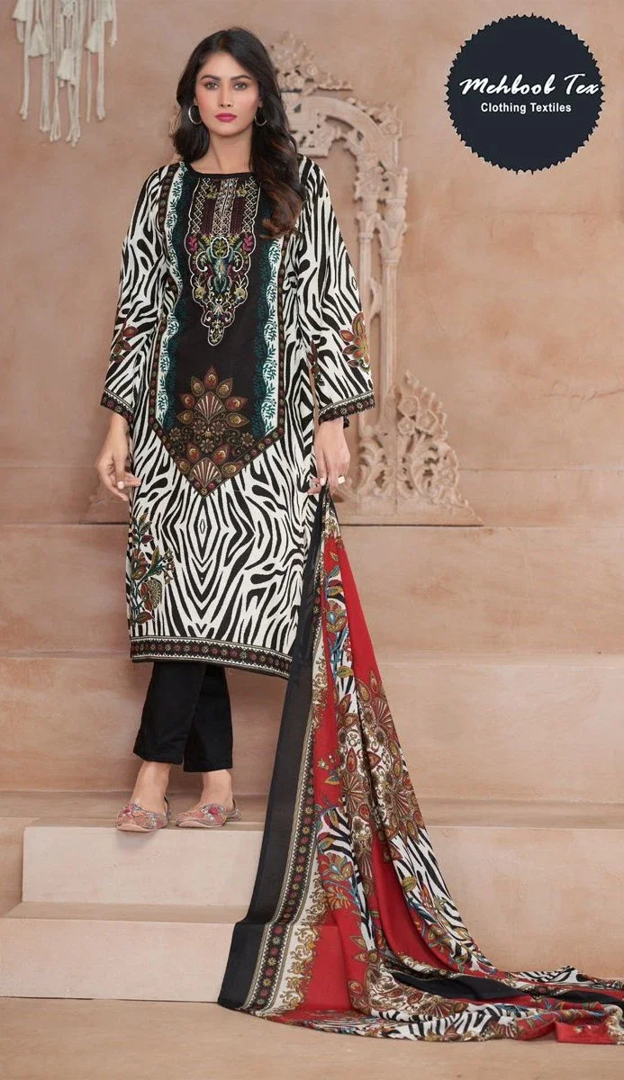 Mehboob Tex 1455 Cotton Print With Embroidery Work Salwar Kameez