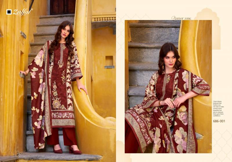 Zulfat Kalamkari Woollen Pashmina Embroidered Dress Material Collection