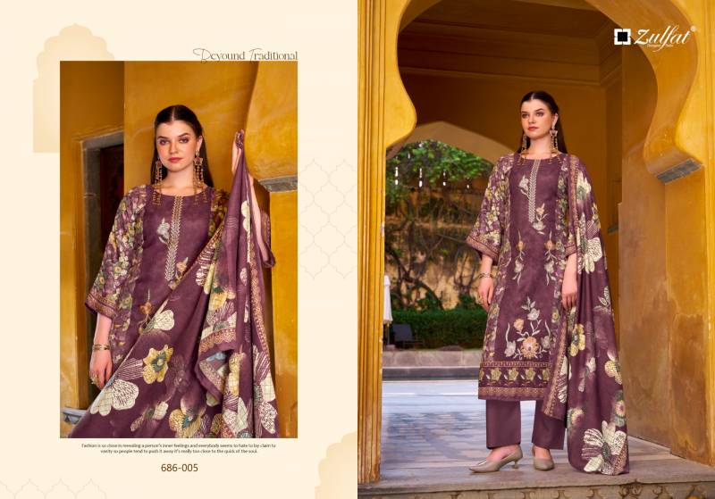 Zulfat Kalamkari Woollen Pashmina Embroidered Dress Material Collection