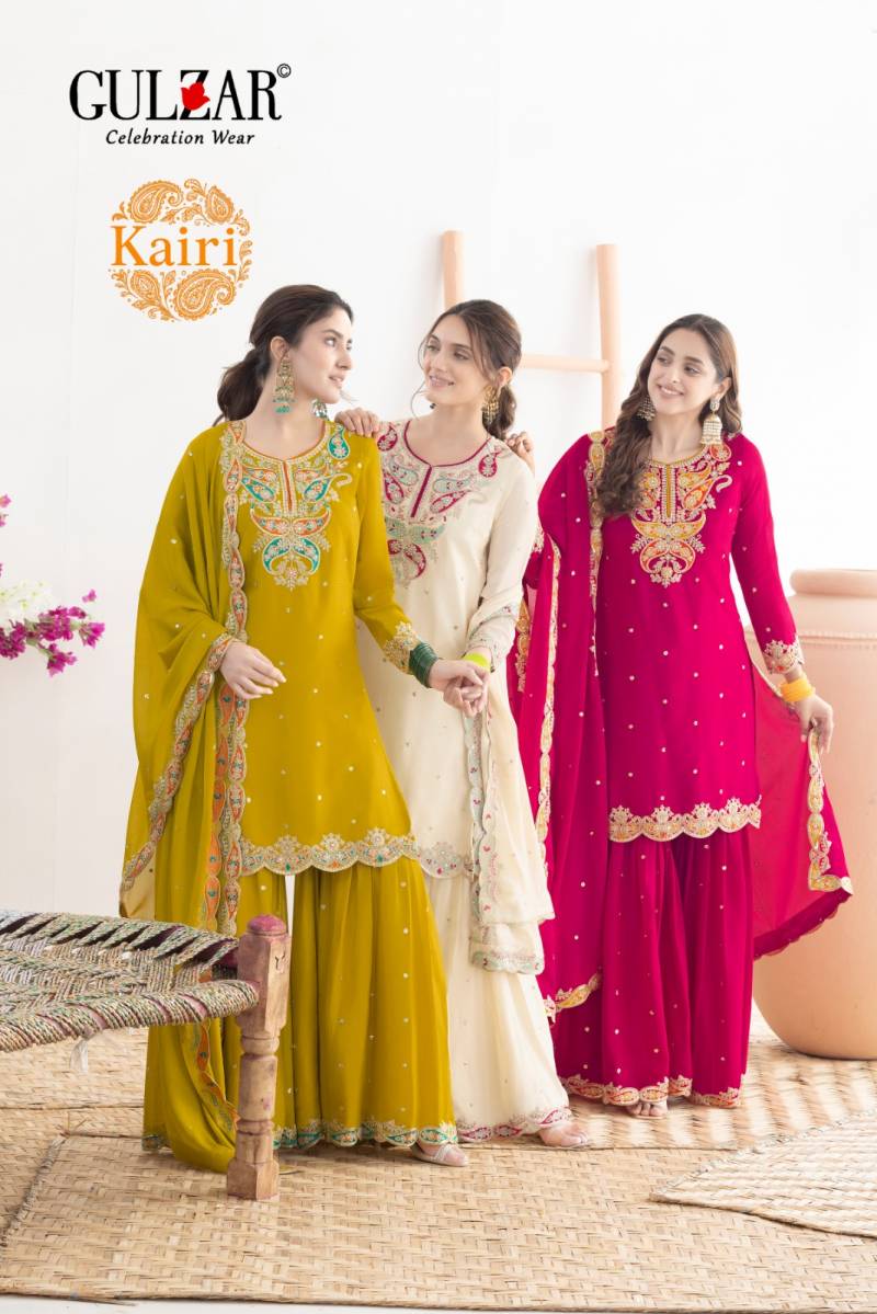 Gulzar Kairi Chinon Style Work Designer Salwar Kameez Suits Collection