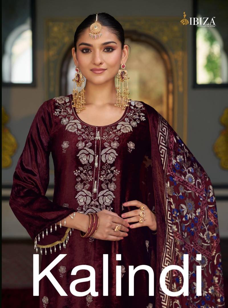 Ibiza Kalindi Viscose Velvet Work Designer Salwar Kameez Collection