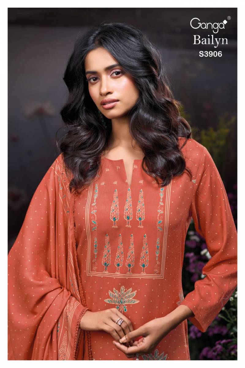 Ganga Bailyn 3906 Wool Pashmina Printed Handwork Salwar Kameez