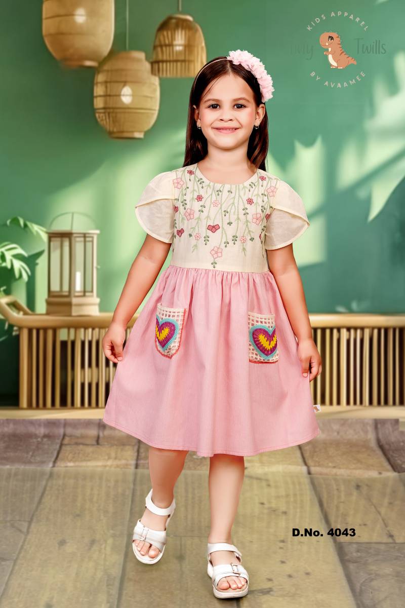 T 255 And 4043 Cotton Denim Fancy Girls Kids Wear