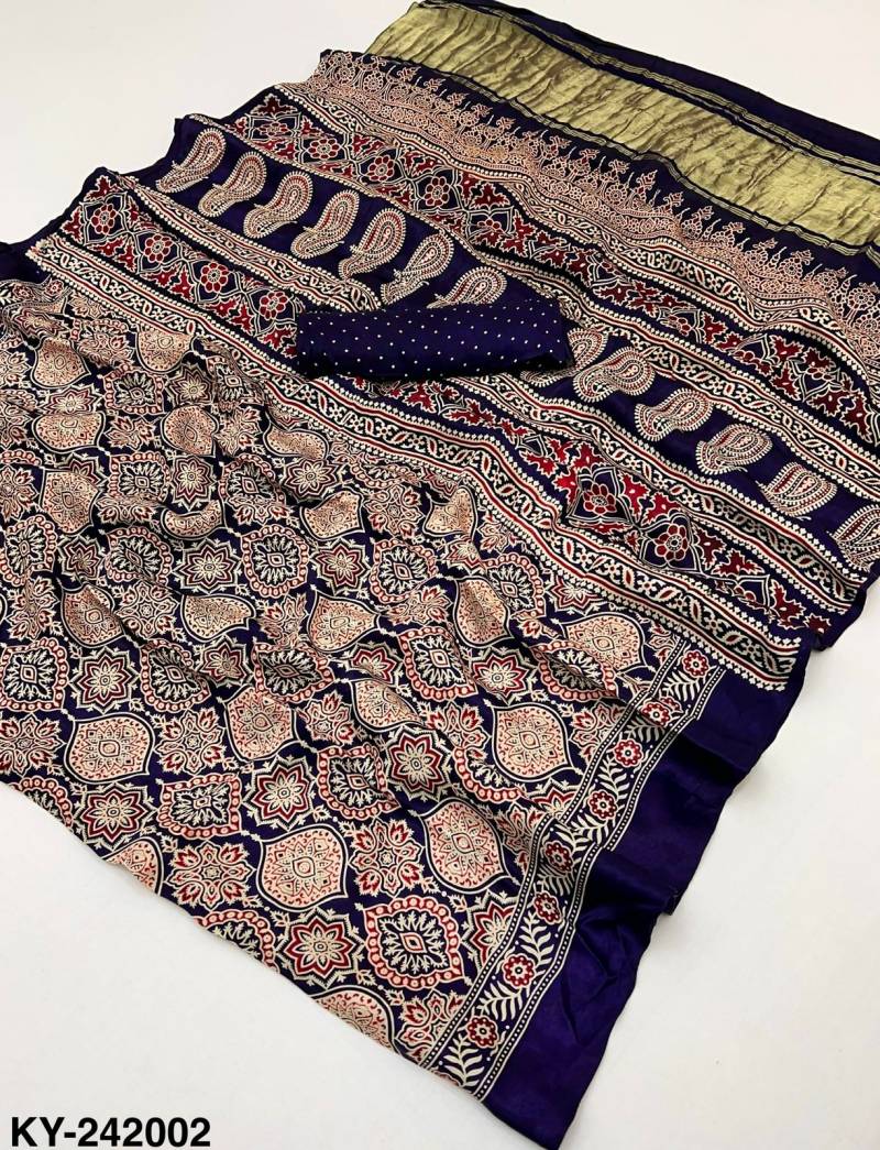 Rajyog Keya Pure Modal Ajrakh Printed Saree Collection