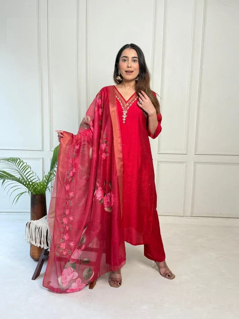 Naisha K 373 Vetican Handwork Casual Wear Kurti Pant And Dupatta