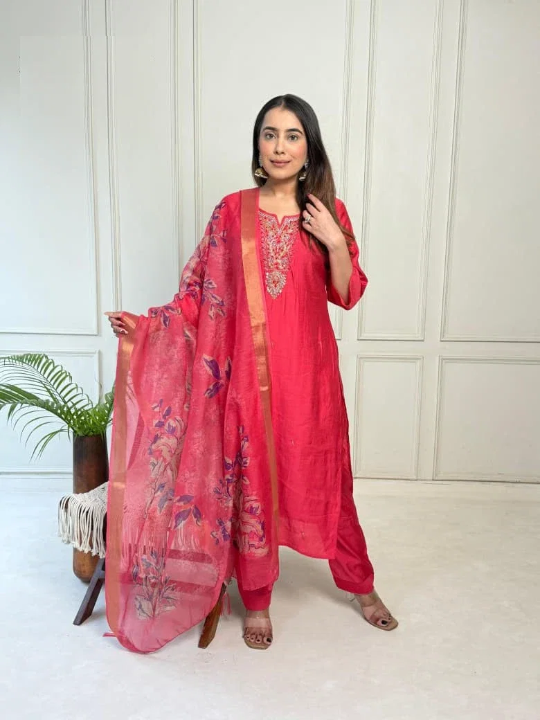 Naisha K 373 Vetican Handwork Casual Wear Kurti Pant And Dupatta