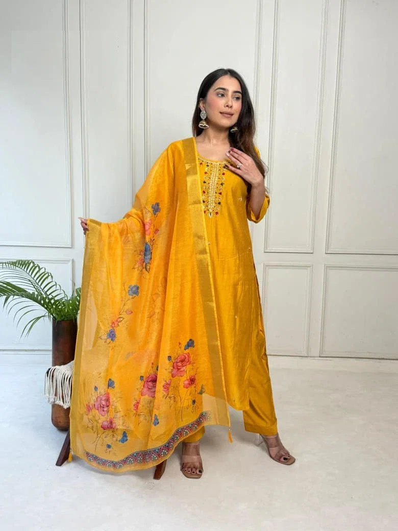 Naisha K 373 Vetican Handwork Casual Wear Kurti Pant And Dupatta