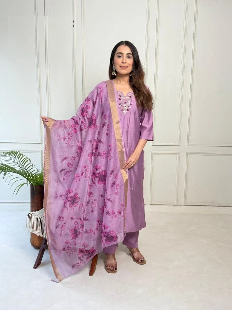 Naisha K 373 Vetican Handwork Casual Wear Kurti Pant And Dupatta