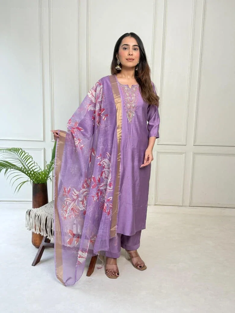 Naisha K 373 Vetican Handwork Casual Wear Kurti Pant And Dupatta