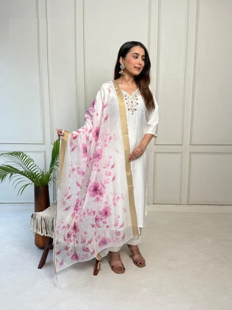 Naisha K 373 Vetican Handwork Casual Wear Kurti Pant And Dupatta