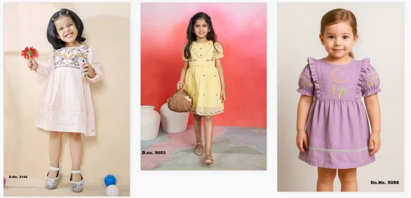 T 3144 5053 And 5088 Girls Fancy Froks Kids Wear Collection