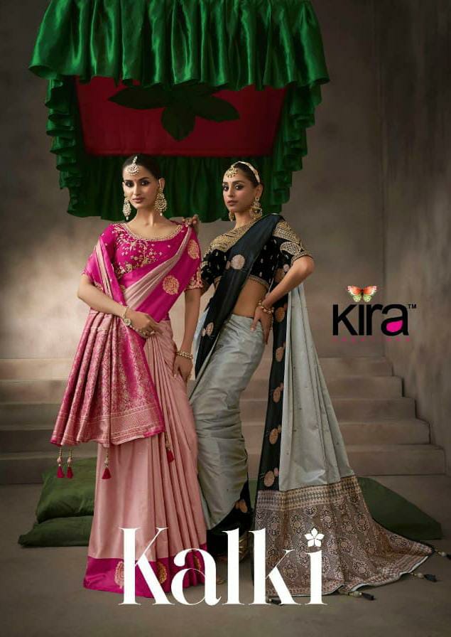 Kira Kalki Silk Pure Satin Silk Traditional Wear Saree Collection