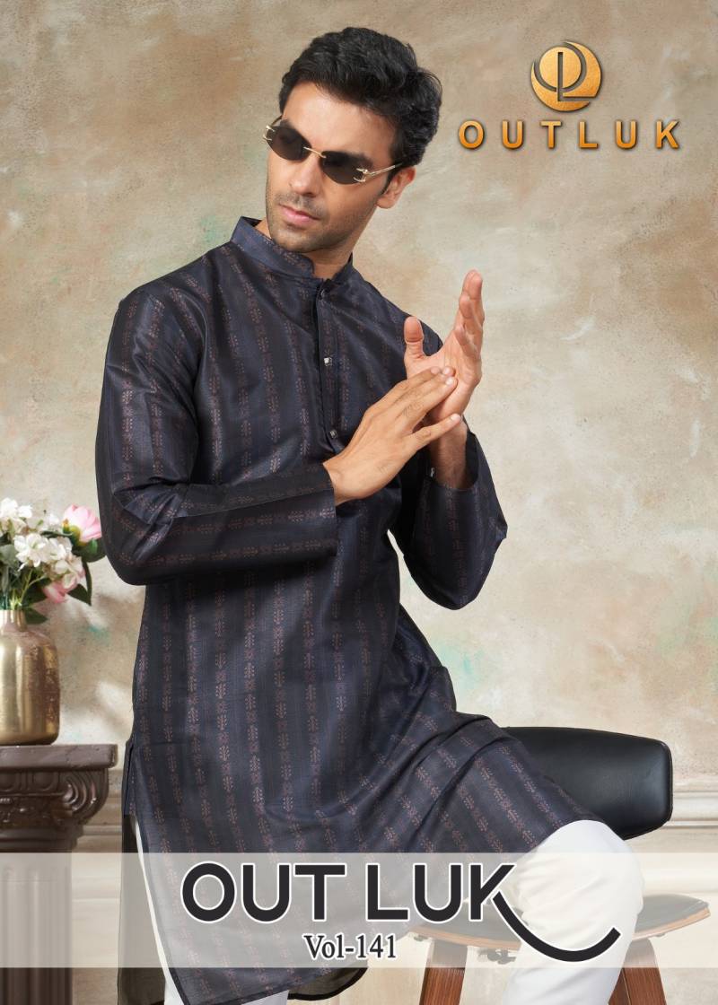 Outluk Vol 141 Silk Digital Printed Kurta And Pajama Mens Wear Collection
