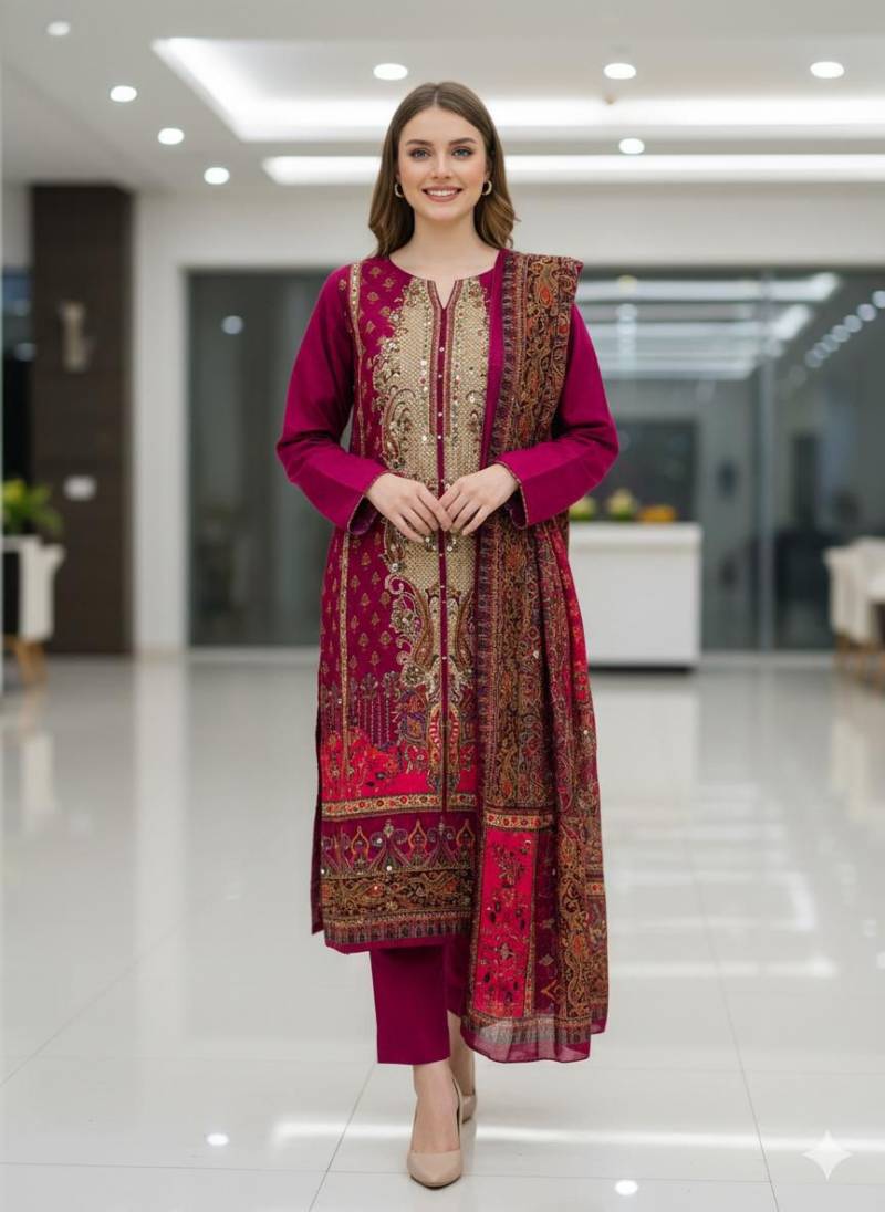 Mehboob Tex 1755 Viscose Maslin Digital Print Salwar Kameez Suits
