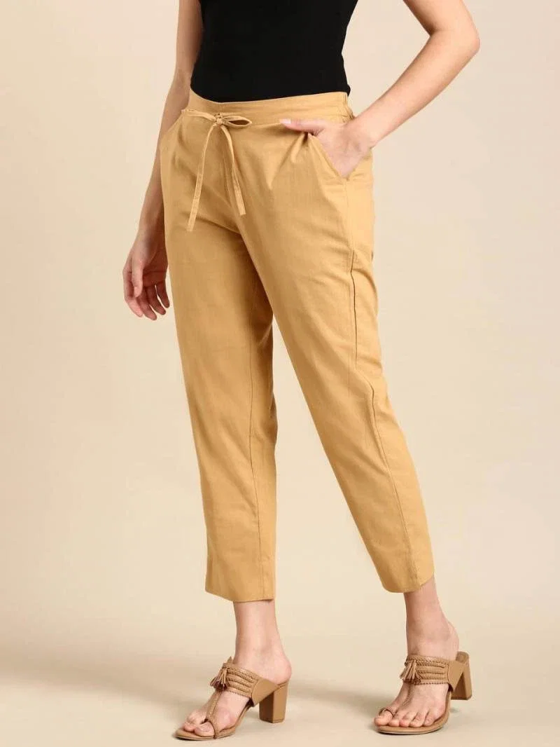 Naisha K 375 Cotton Pants With Half Elastic And Half Belt