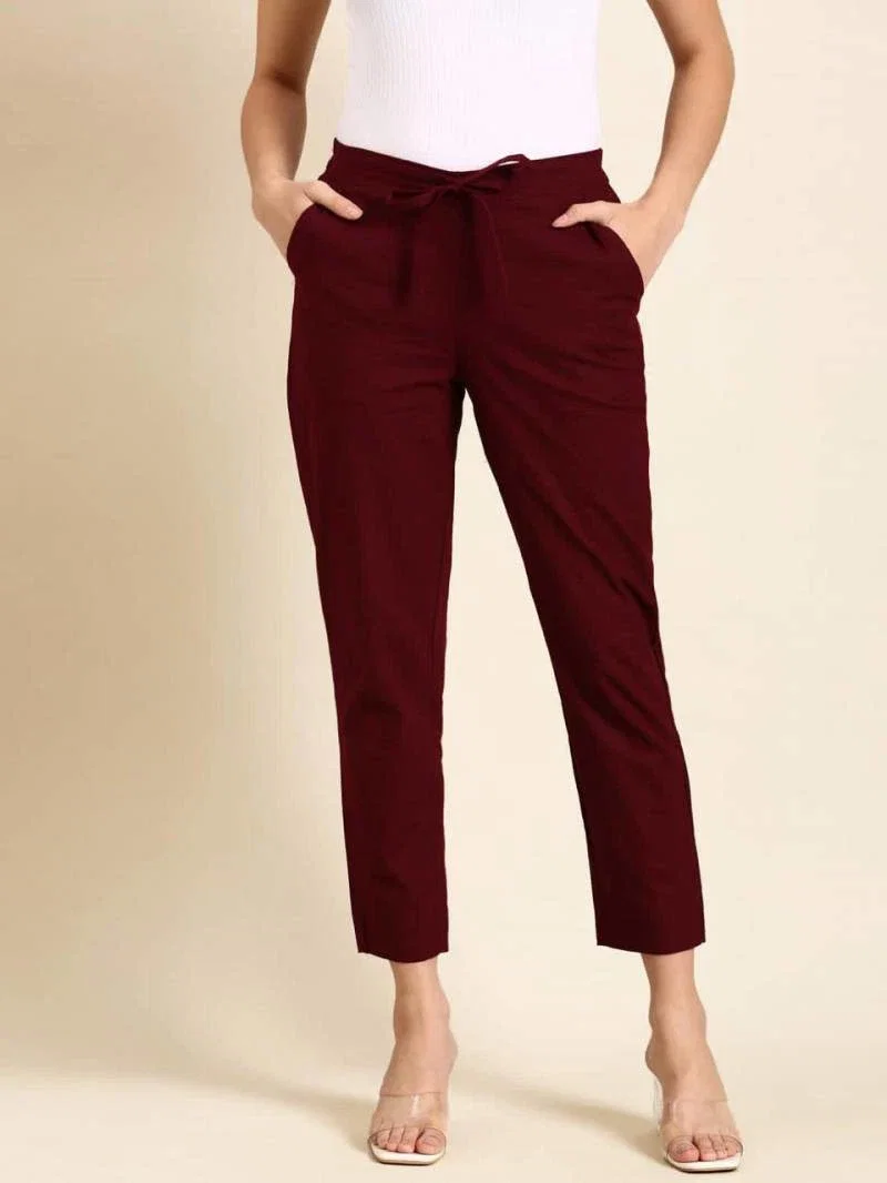 Naisha K 375 Cotton Pants With Half Elastic And Half Belt