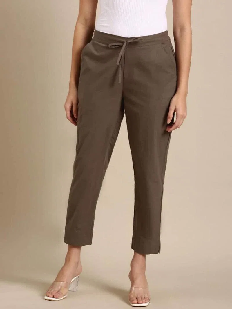 Naisha K 375 Cotton Pants With Half Elastic And Half Belt
