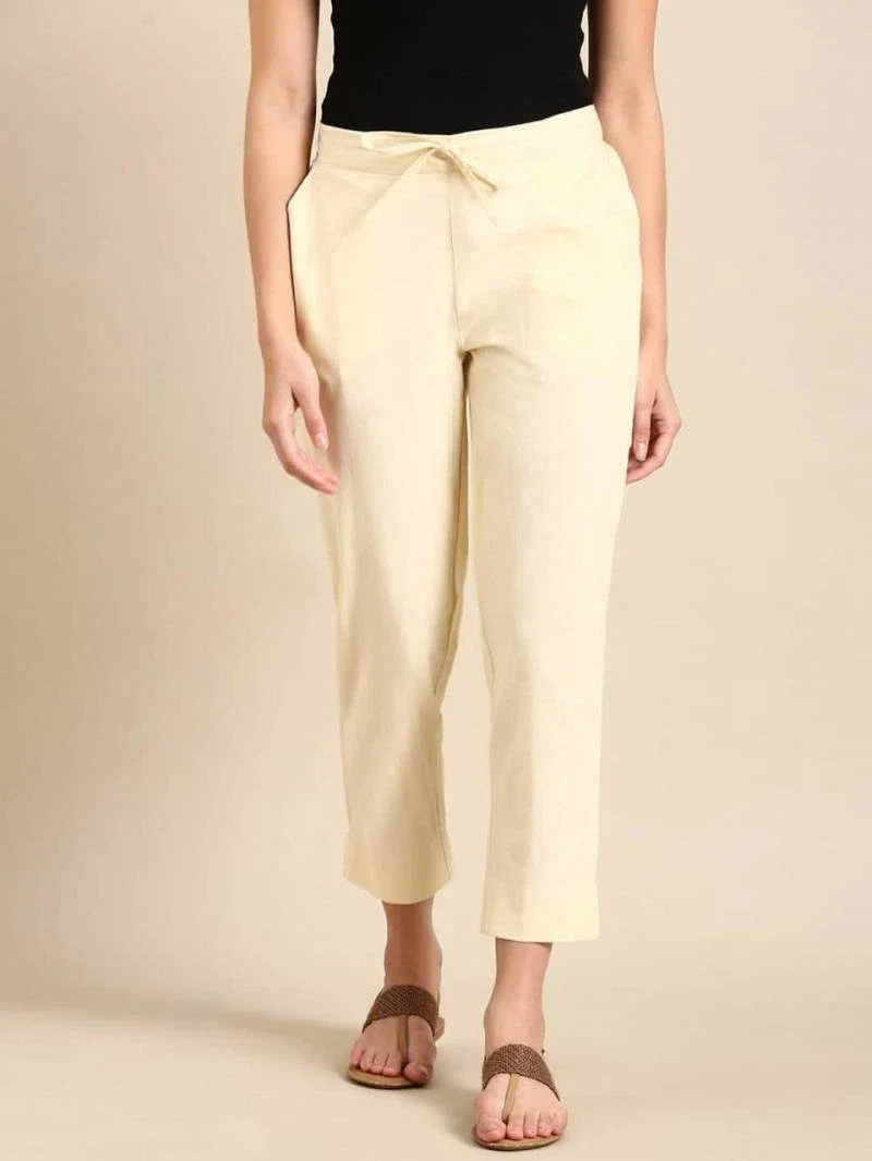 Naisha K 375 Cotton Pants With Half Elastic And Half Belt