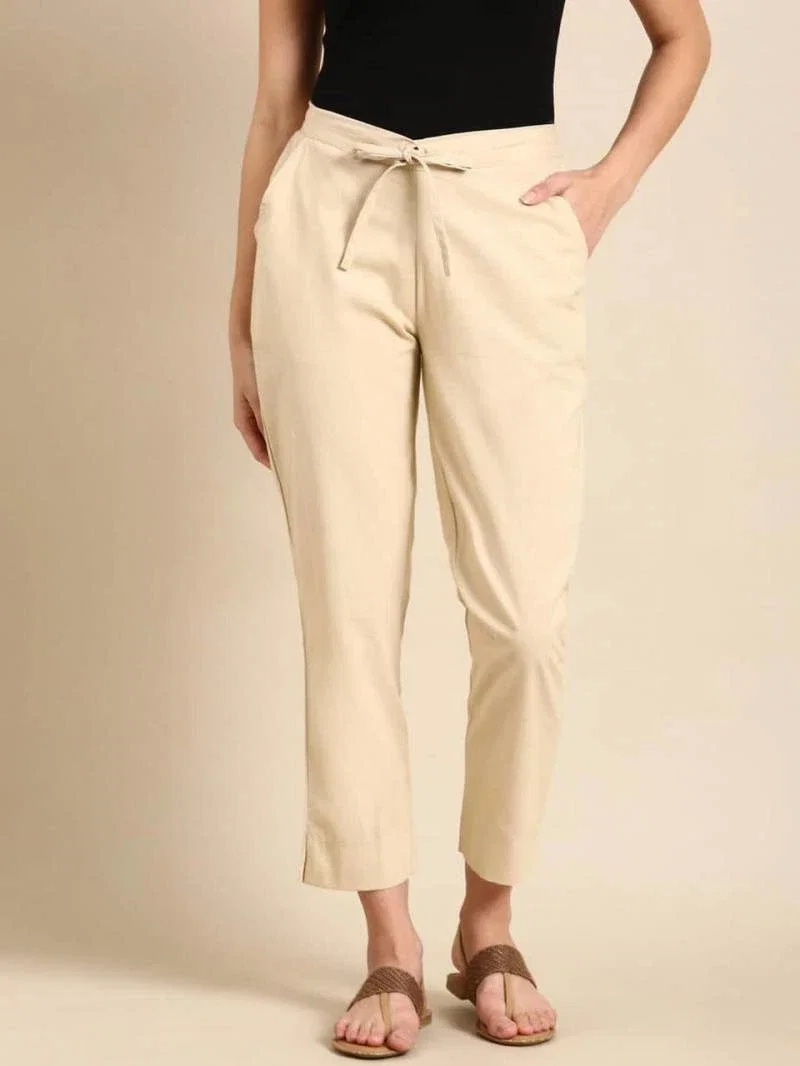 Naisha K 375 Cotton Pants With Half Elastic And Half Belt