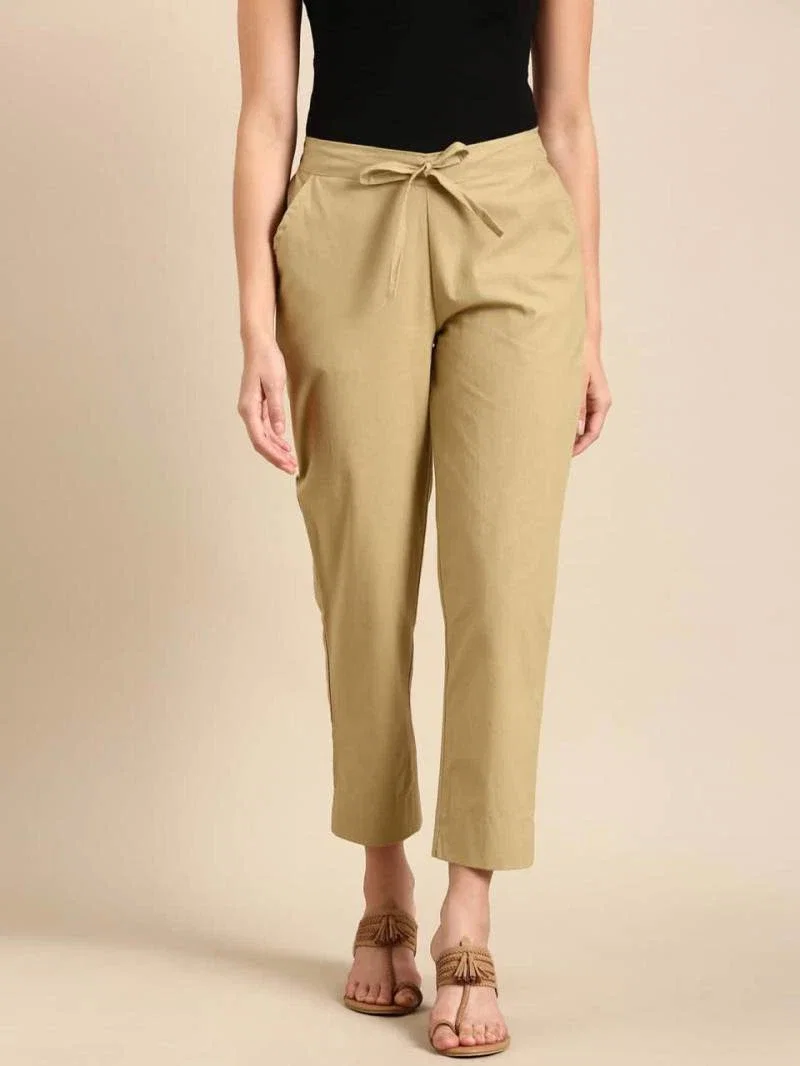 Naisha K 375 Cotton Pants With Half Elastic And Half Belt