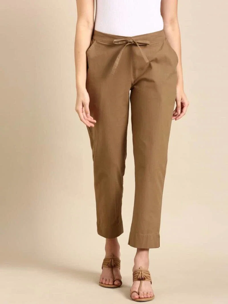 Naisha K 375 Cotton Pants With Half Elastic And Half Belt