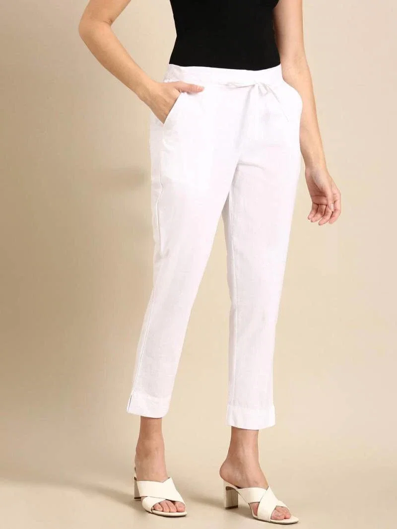 Naisha K 375 Cotton Pants With Half Elastic And Half Belt