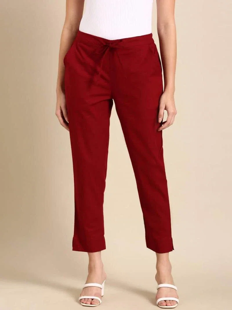 Naisha K 375 Cotton Pants With Half Elastic And Half Belt