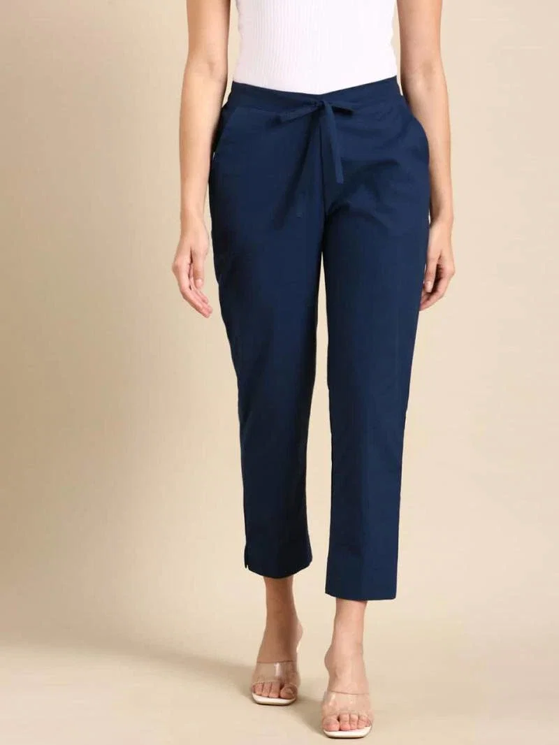 Naisha K 375 Cotton Pants With Half Elastic And Half Belt