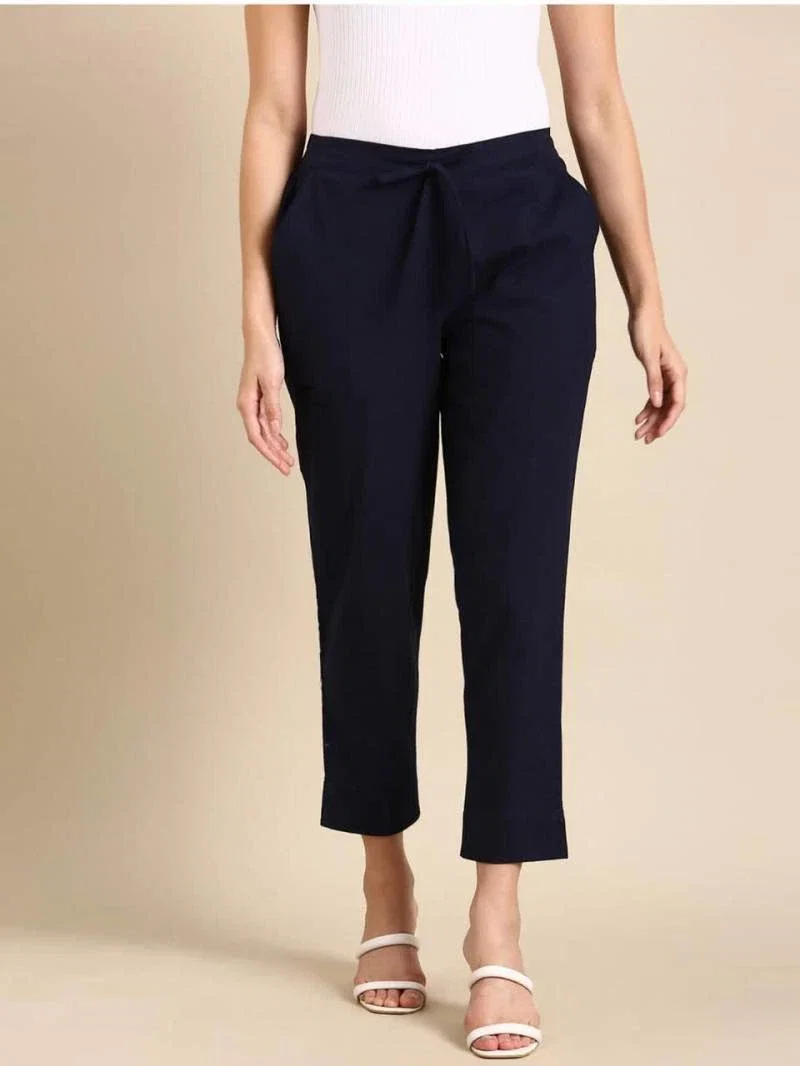 Naisha K 375 Cotton Pants With Half Elastic And Half Belt