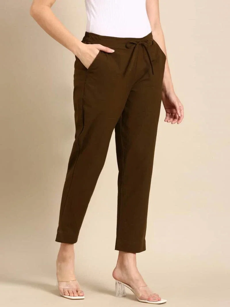 Naisha K 375 Cotton Pants With Half Elastic And Half Belt