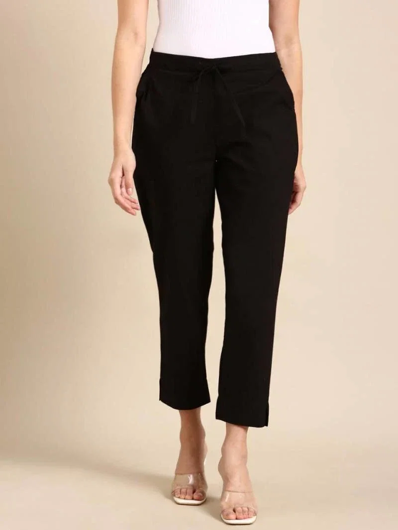 Naisha K 375 Cotton Pants With Half Elastic And Half Belt