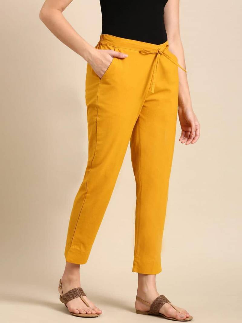 Naisha K 375 Cotton Pants With Half Elastic And Half Belt