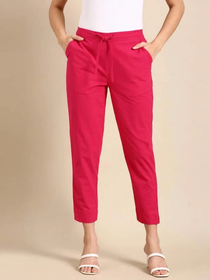 Naisha K 375 Cotton Pants With Half Elastic And Half Belt