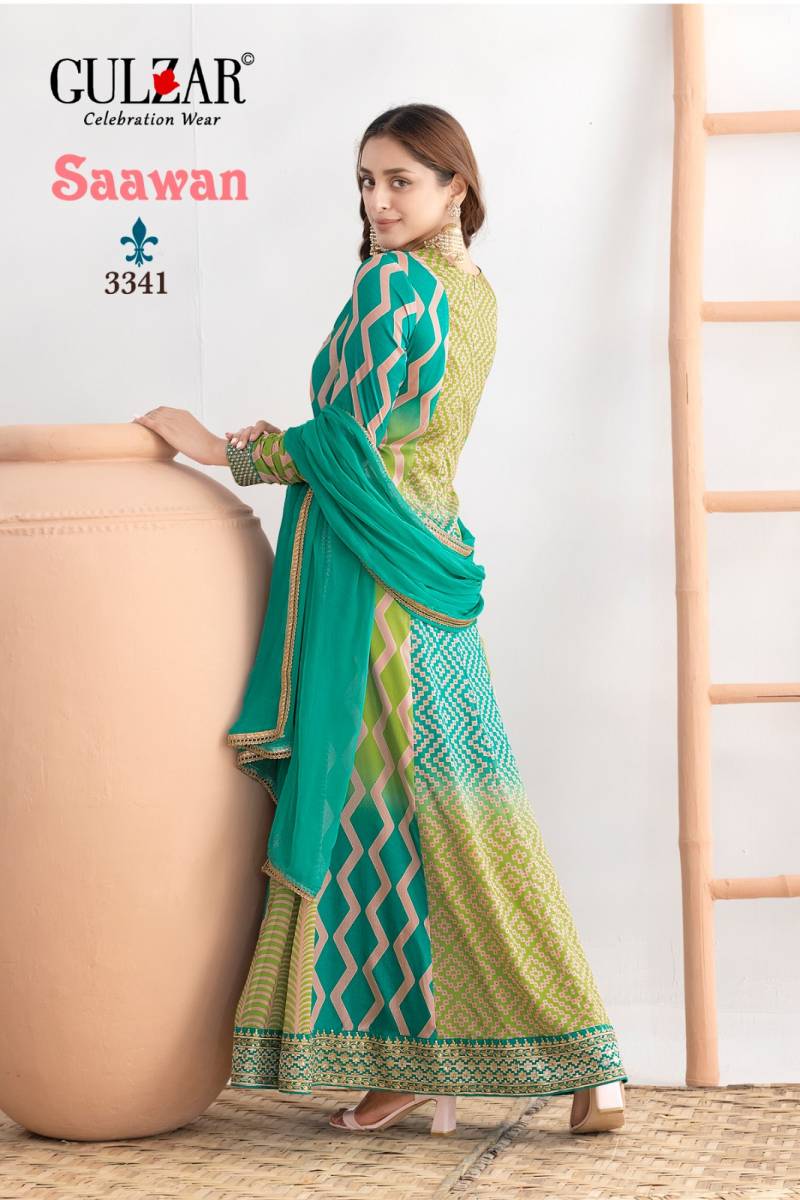 Gulzar Saawan Chinon Designer Anarkali And Dupatta Collection