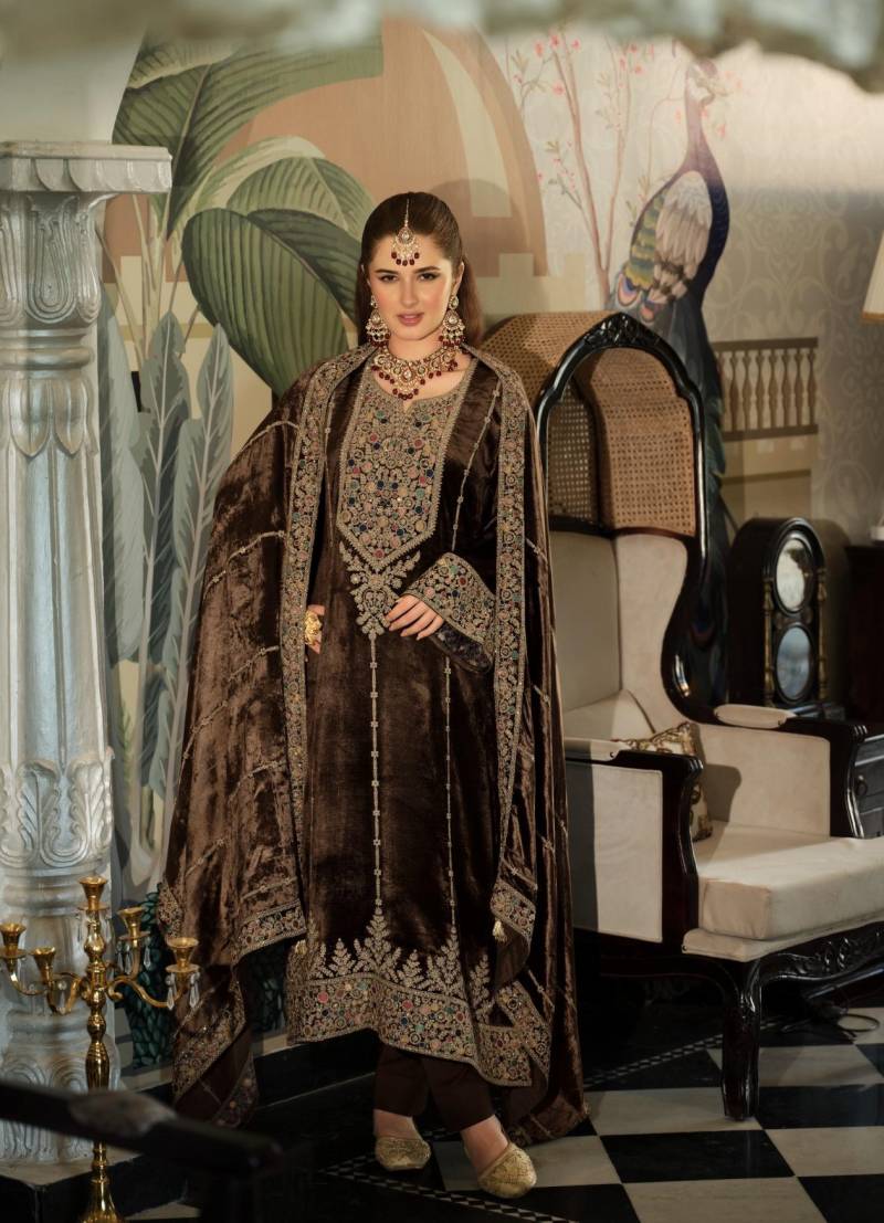 Ibiza Sephora Viscose Velvet Embroidery Work Salwar Kameez Suits