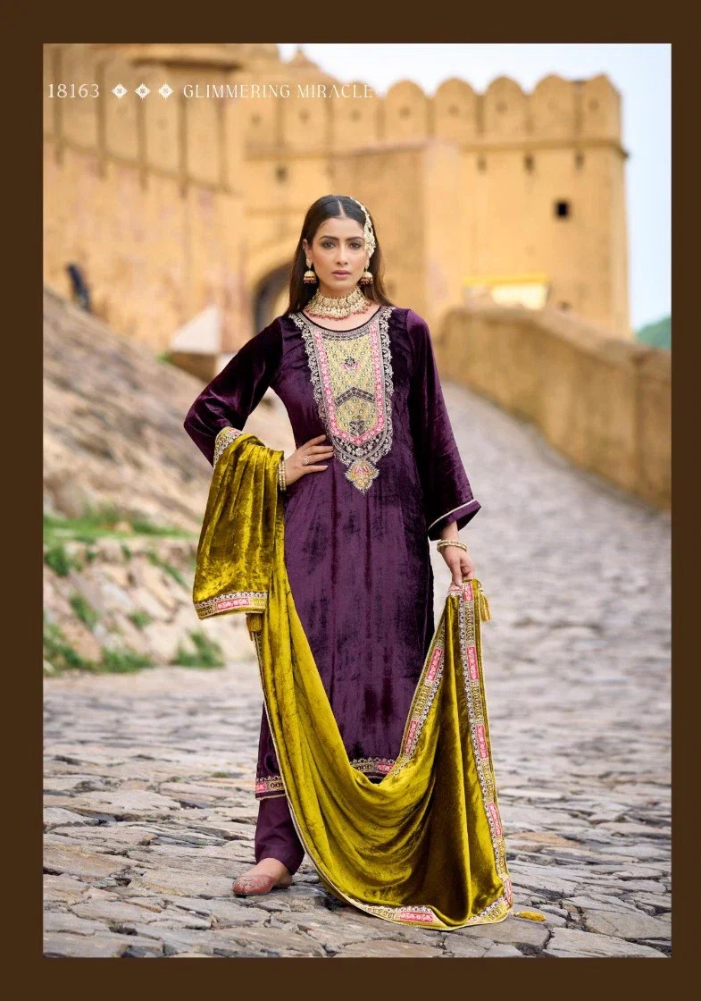 Triple Aaa Iconblast Viscose Velvet Work Designer Salwar Kameez