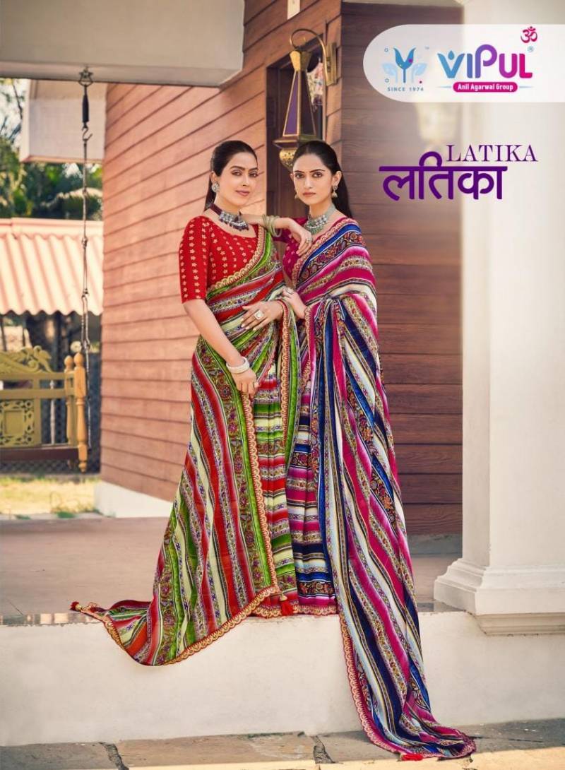 Vipul Latika Georgette Printed Festival Wear Saree Collection